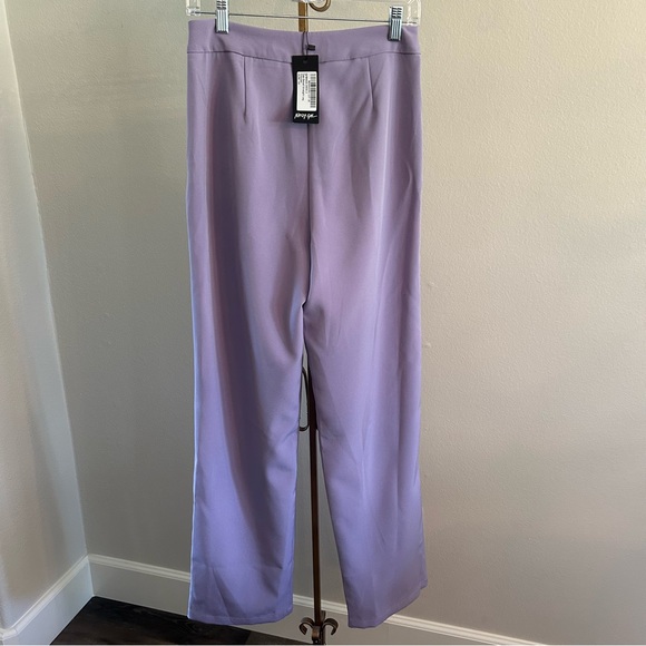 NWT Nasty Gal Straight Leg Tab Detailed Pleated Trouser  Size 6 - Picture 4 of 13